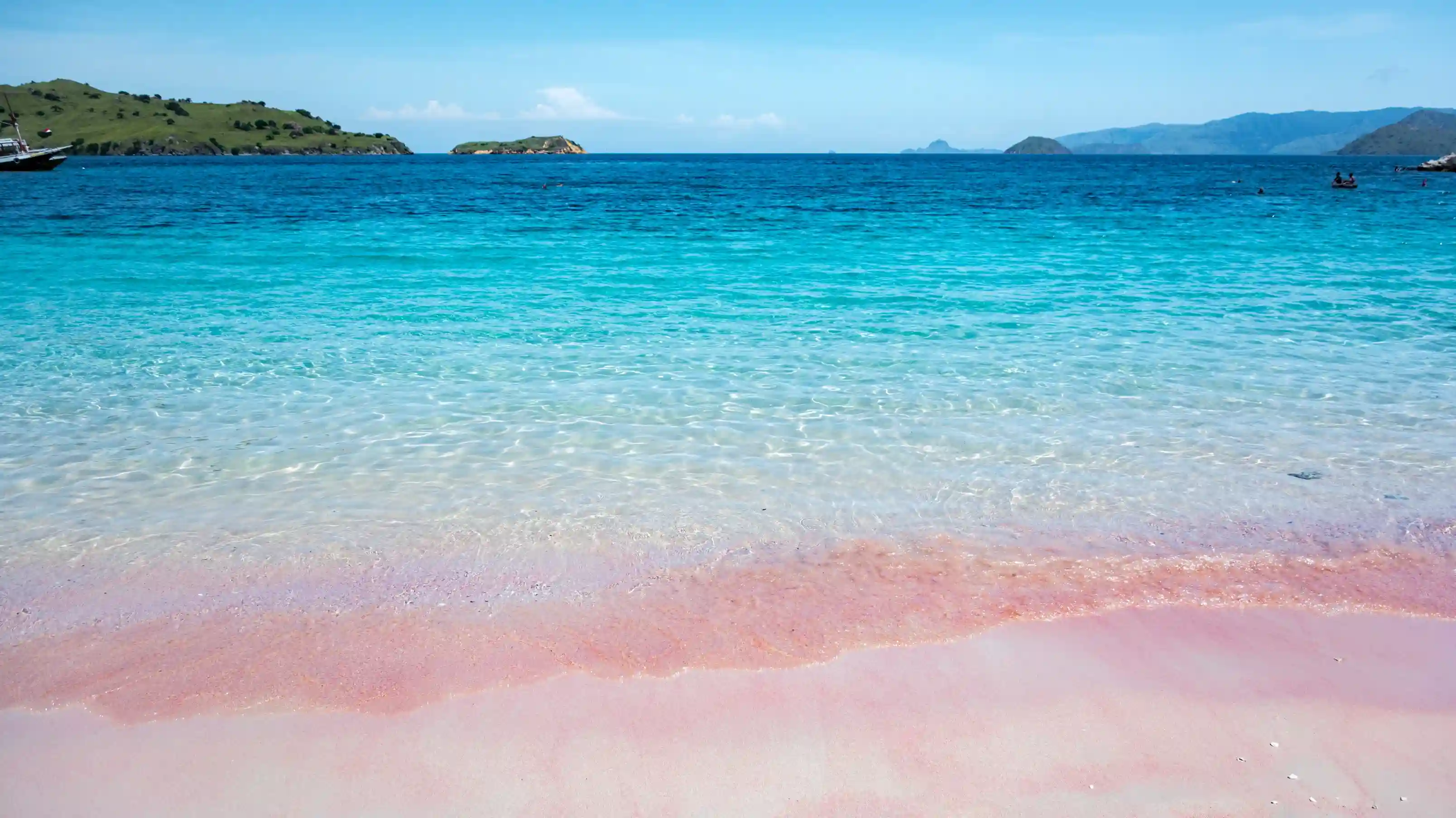 Tropisk strand Pink Beach Komodo nasjonalpark