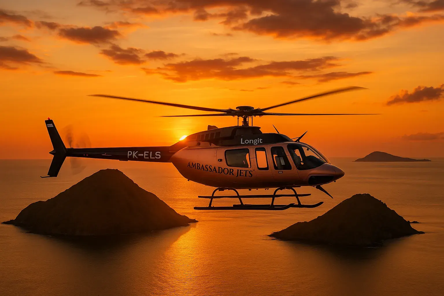 Sonnenuntergang der Insel Komodo | Helikopter Tour Komodo Luxury