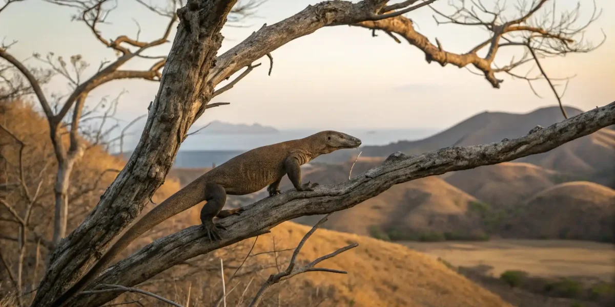 Komodowaran einen Baum | Tour auf der Insel Komodo | Komodo Luxury