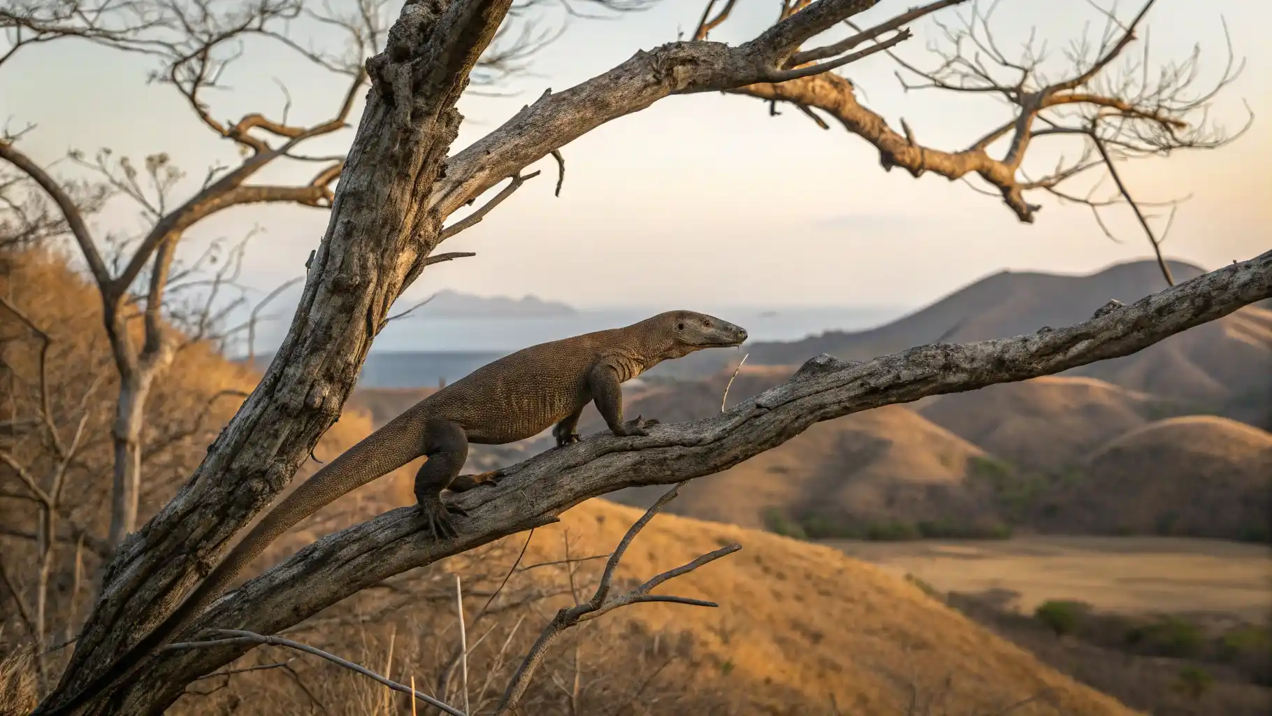 Komodowaran einen Baum | Tour auf der Insel Komodo | Komodo Luxury